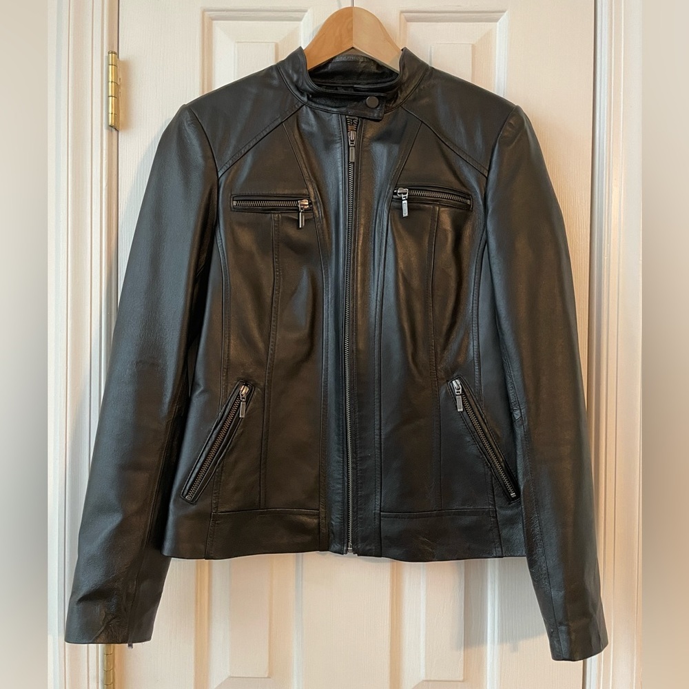 Leather motorcycle jacket